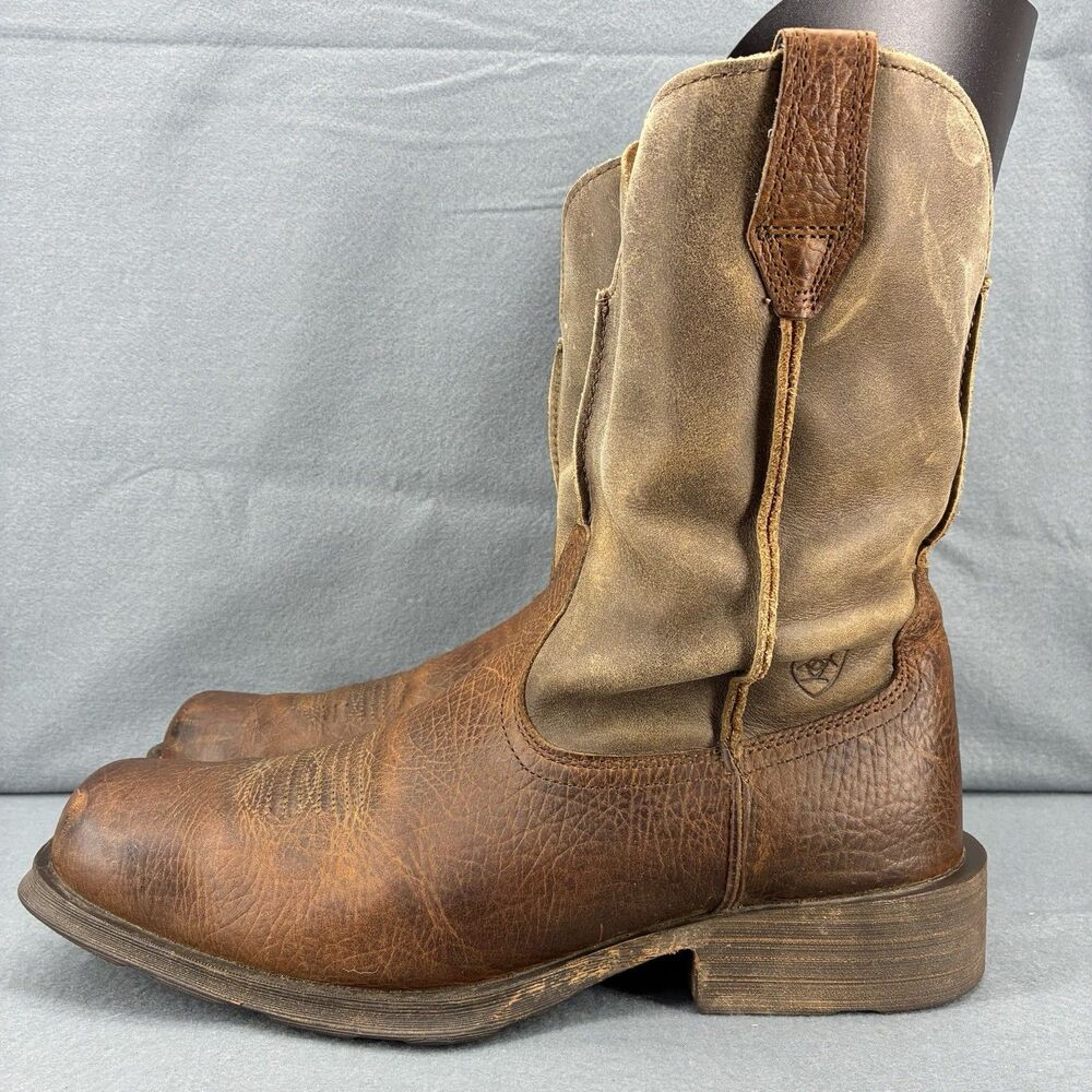 Ariat Rambler Western Boots Mens 11.5 EE Wide Brown Leather Square Toe 10002317